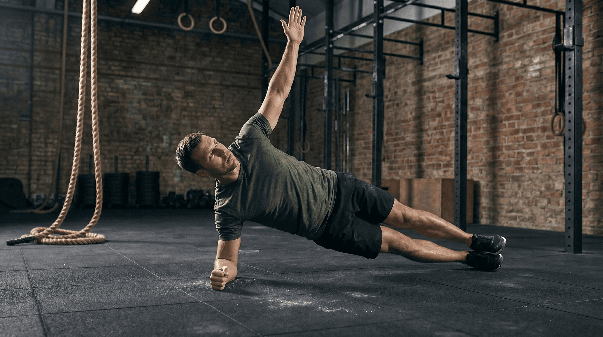 Man performing a side plank